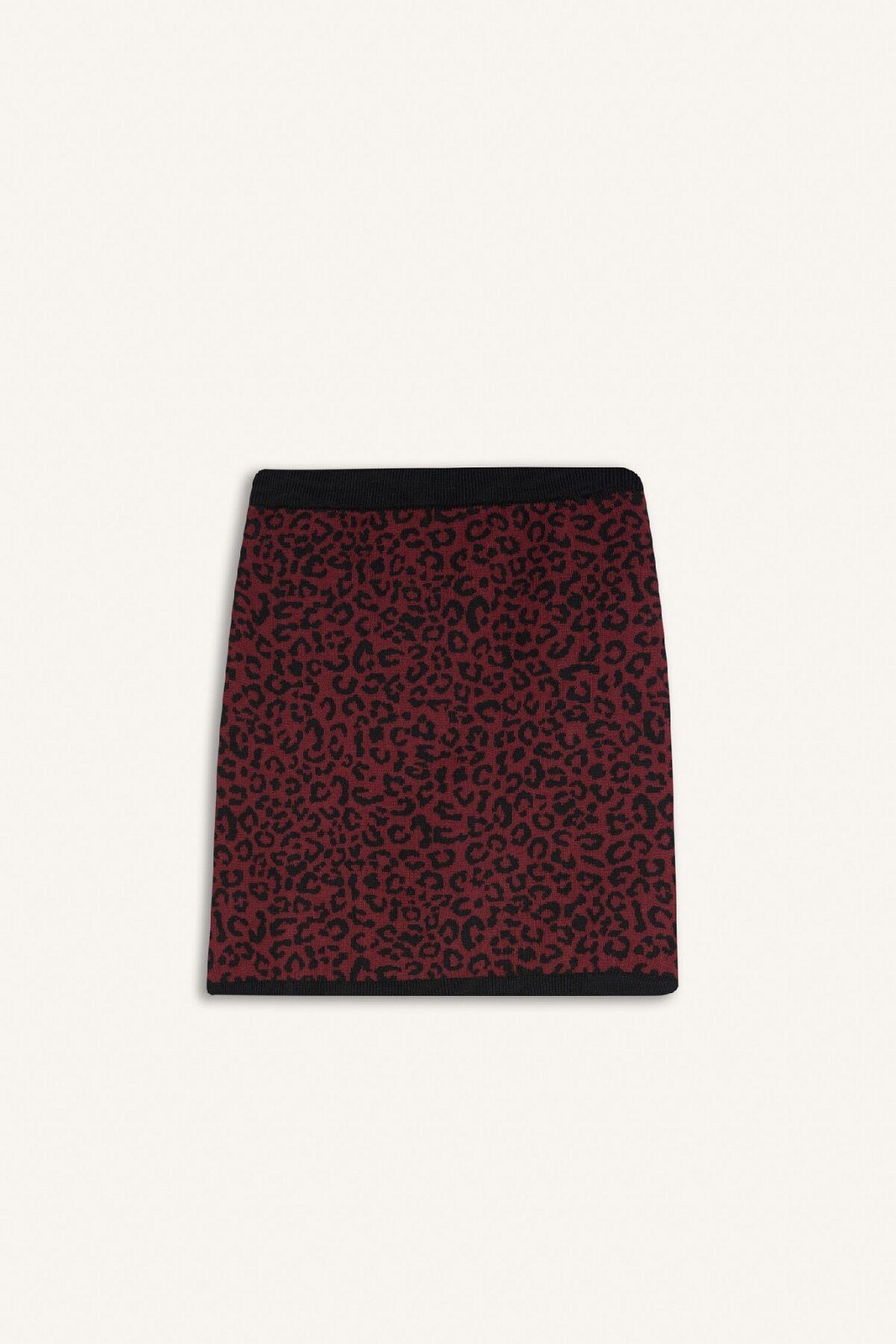 DEFACTO A Cut Leopard Patterned Mini Knit Skirt