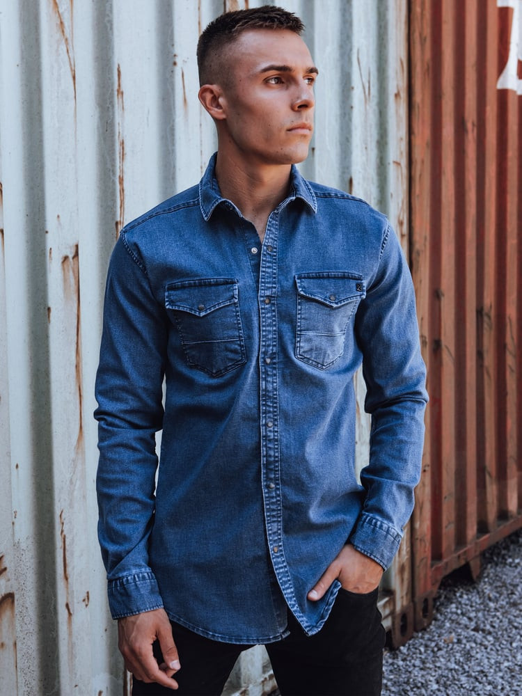 Koszula męska jeansowa niebieska Dstreet
