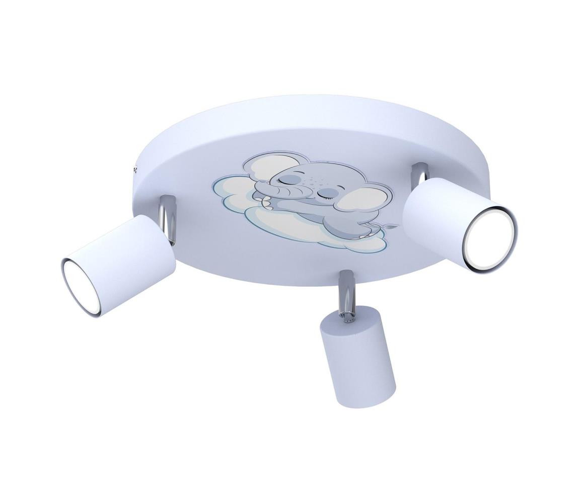 Dětské bodové svítidlo FUN 3xGU10/8W/230V modrá/slon