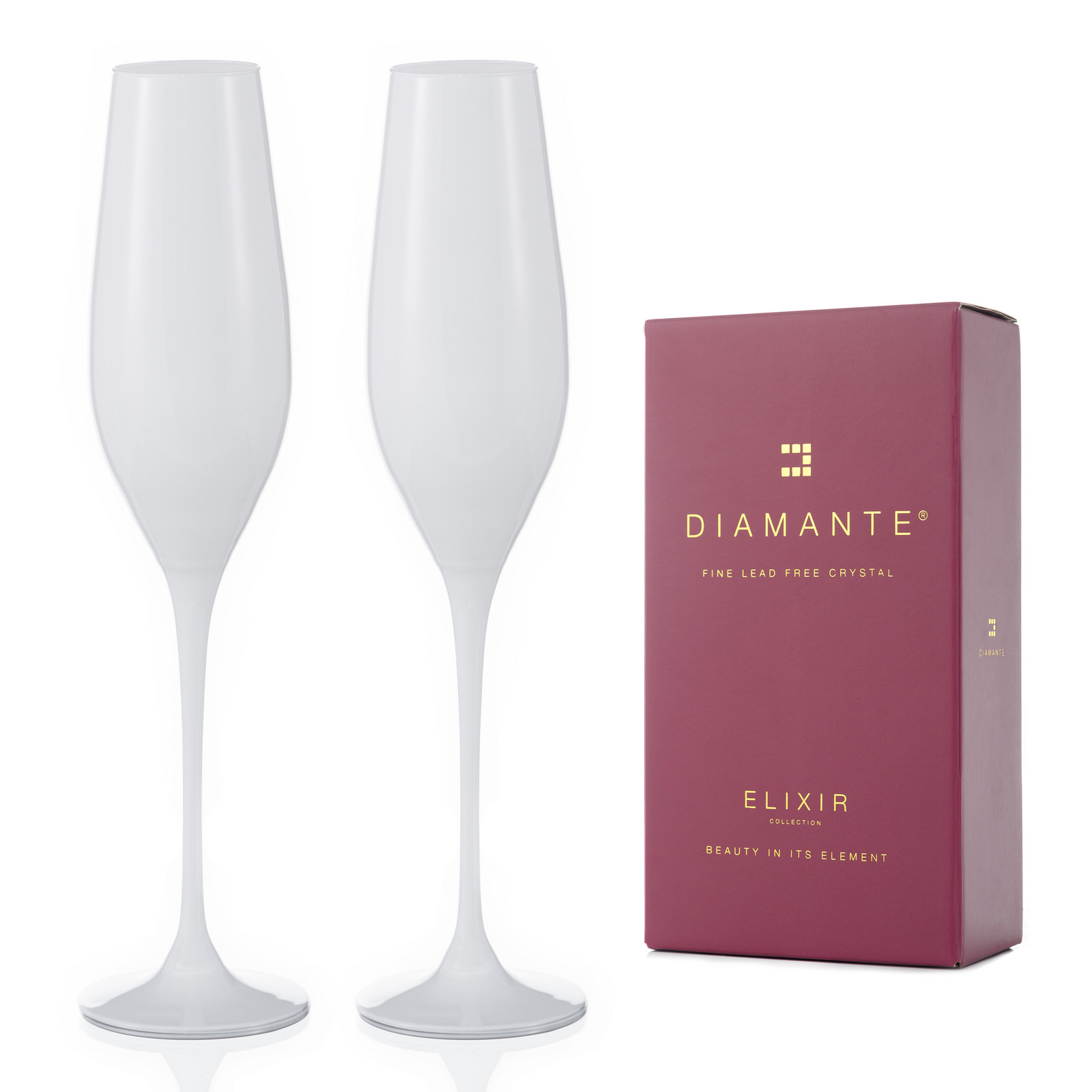 Diamante bílé sklenice na šampaňské Spirit 210 ml 2KS