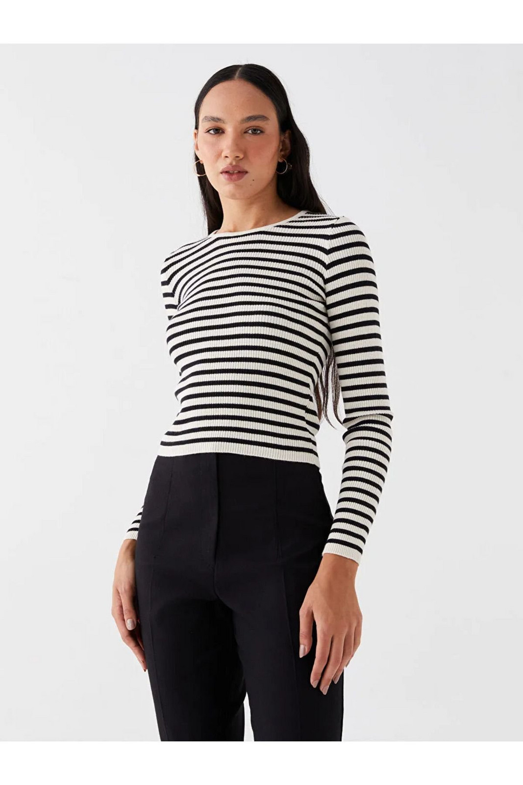 LC Waikiki LCW Vision Women's Crew Neck Striped Long Sleeve Knitwear Sweater