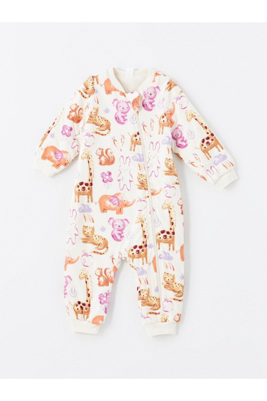 LC Waikiki Biorganic Crew Neck Long Sleeve Printed Baby Girl Jumpsuit