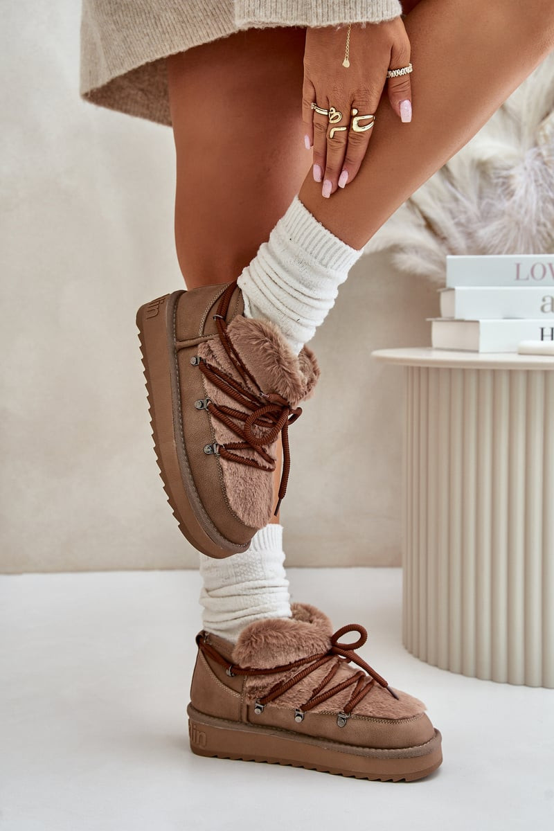 Nízké Sněhule Na Platformě S Kožešinou D.Franklin Hnědé