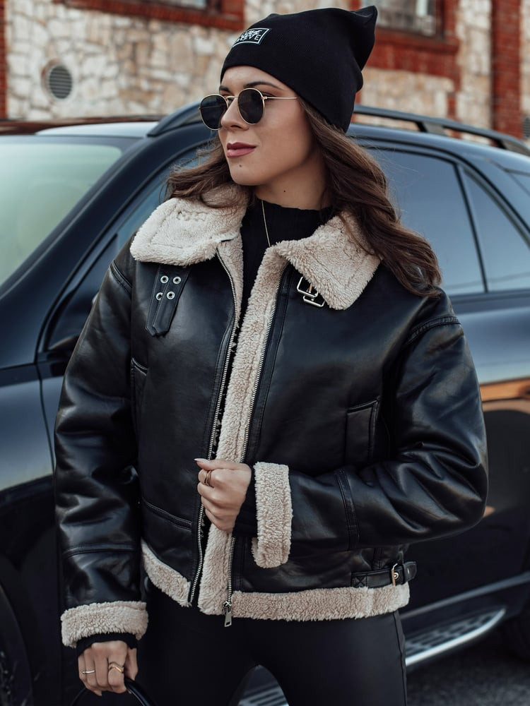 Kurtka damska SHEREB skórzana czarna Dstreet