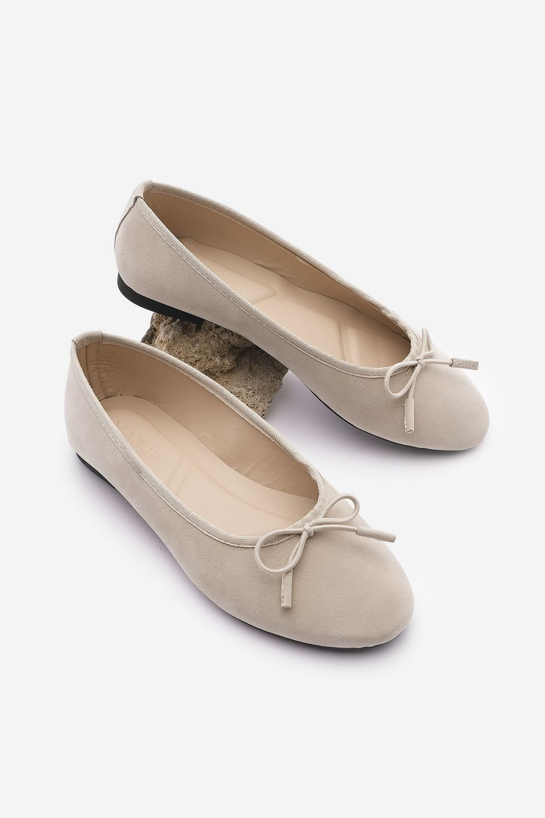 Marjin Women's Flats Buckled Bow Detail Bevika Beige