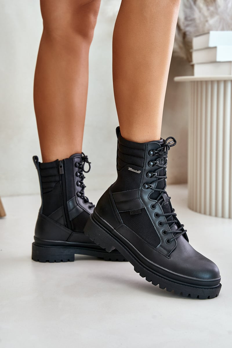 Kožené Trapper Kotníkové Boty Pánské Zateplené Big Star Černé