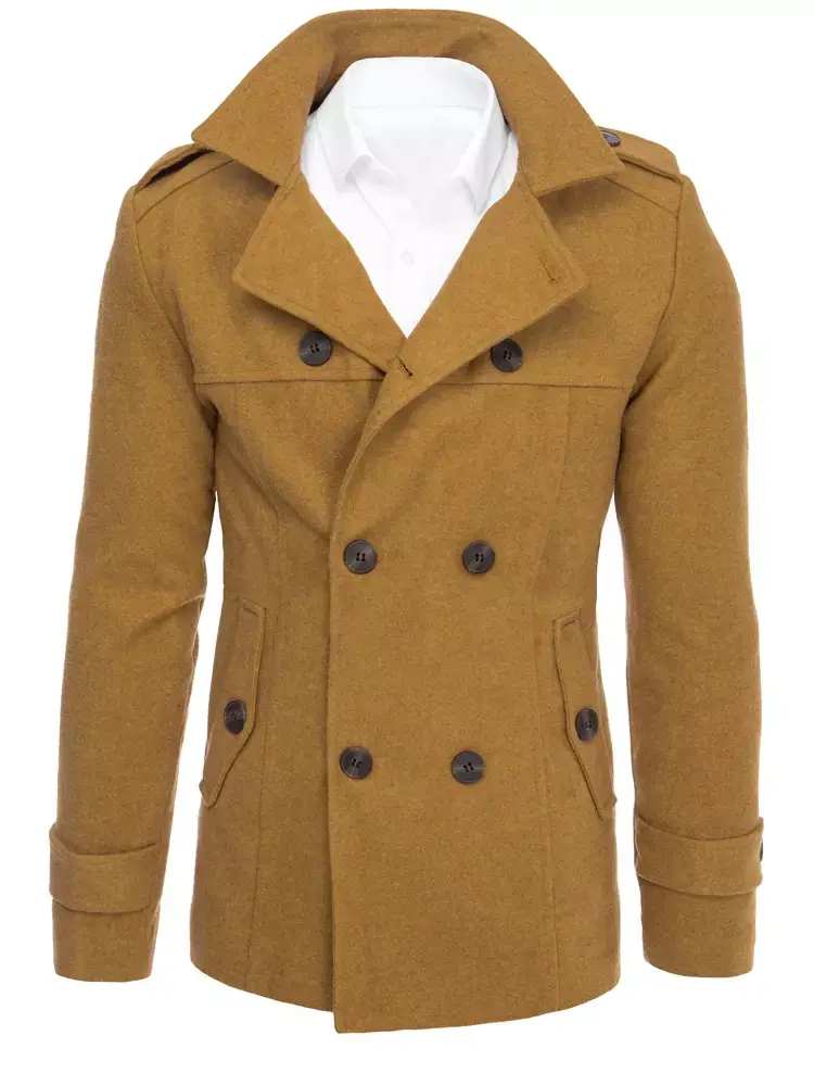 Pánský dvouřadý kabát Barva kamelová DSTREET