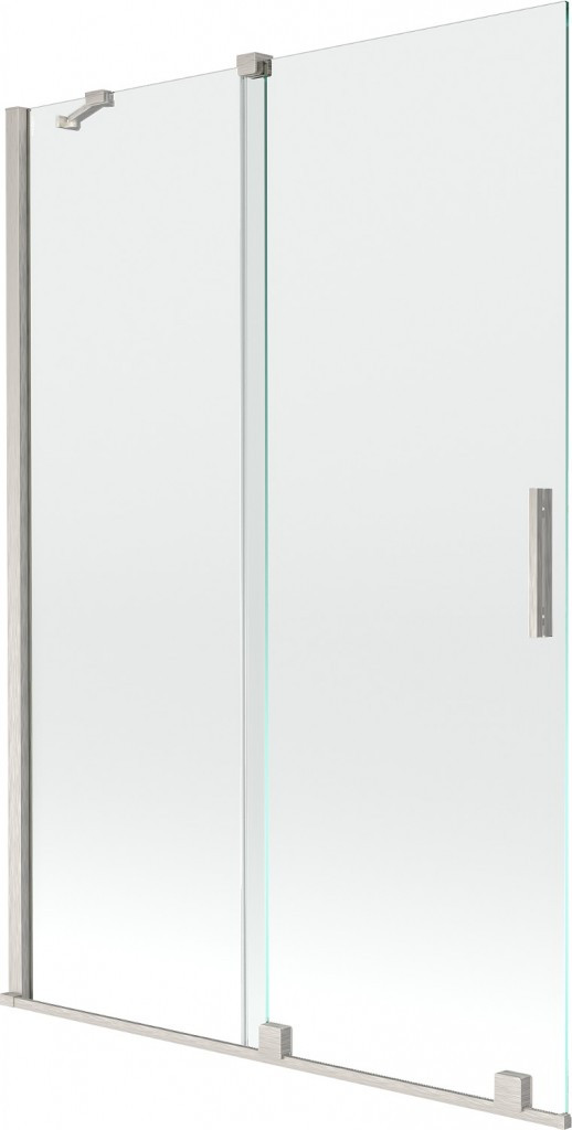 MEXEN/S Velar dvoukřídlá posuvná vanová zástěna 120 x 150 cm, transparent, nikl kartáčovaný 896-120-000-01-97