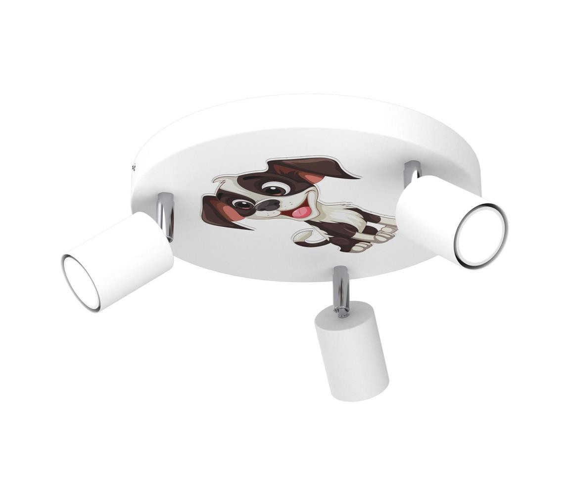 Dětské bodové svítidlo FUN 3xGU10/8W/230V bílá/pejsek