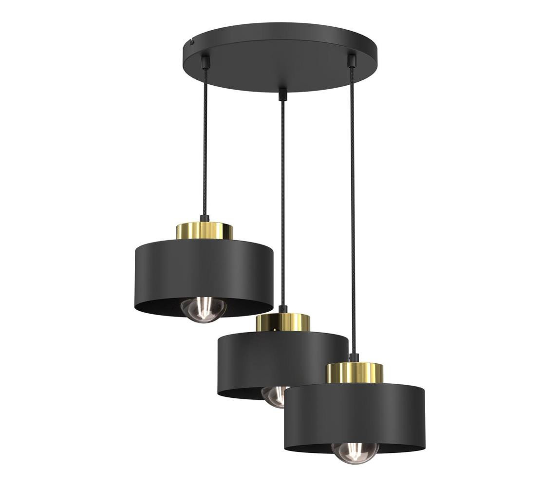 Lustr na lanku MARTI 3xE27/15W/230V černá/zlatá