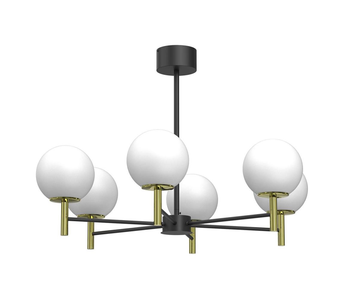 Lustr na tyči AWINION 6xE27/15W/230V bílá/zlatá/černá