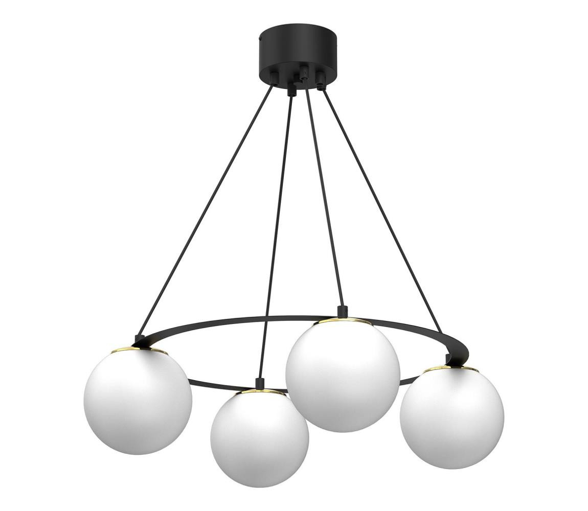 Lustr na lanku BALLO 4xE27/15W/230V černá/bílá