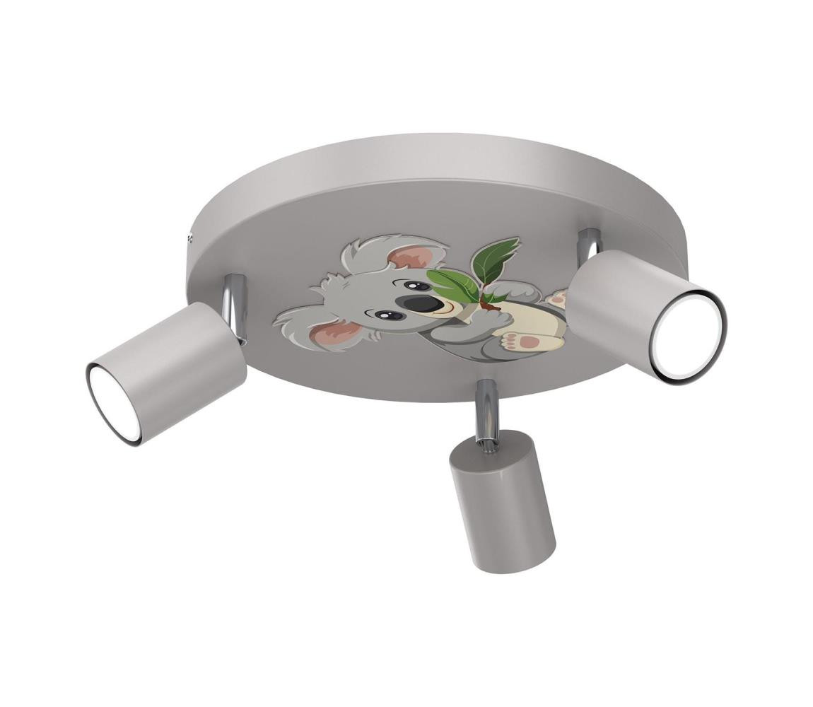 Dětské bodové svítidlo FUN 3xGU10/8W/230V šedá/koala