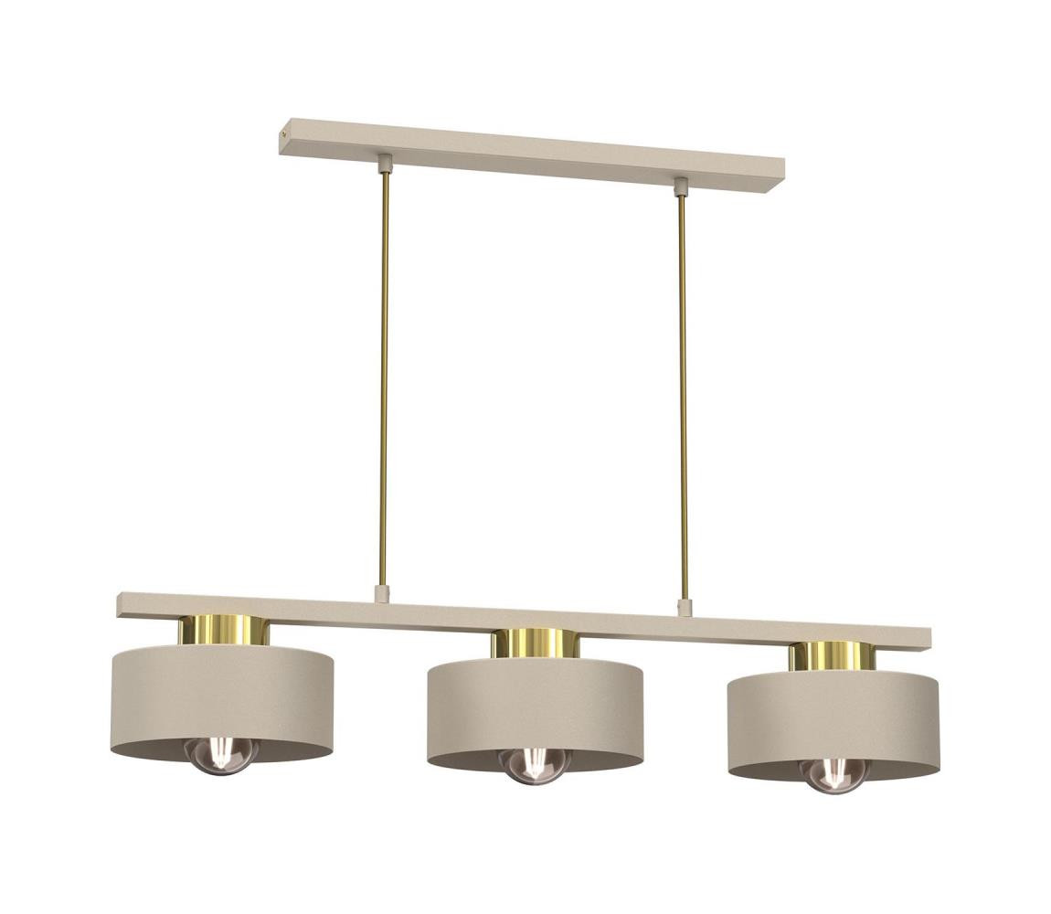 Lustr na lanku MARTI 3xE27/15W/230V béžová/zlatá