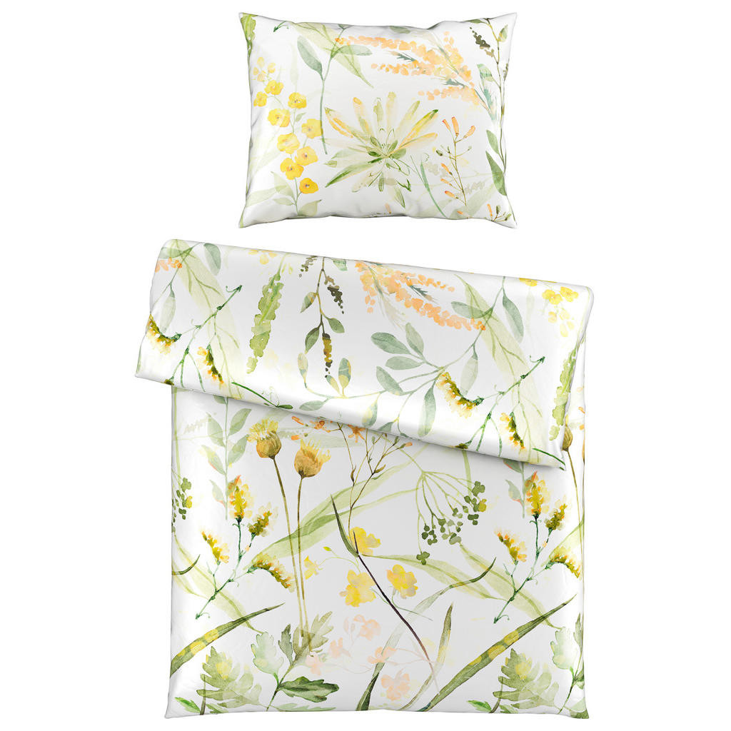 Esposa POVLEČENÍ, satén, zelená, bílá, 140/200 cm