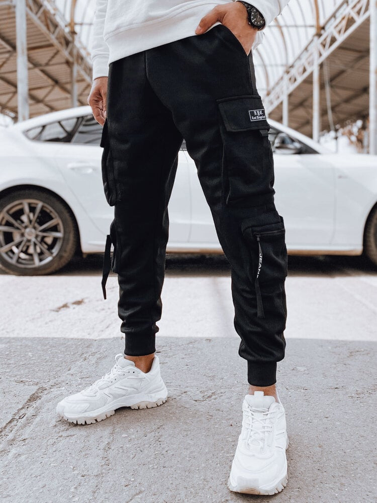 Spodnie męskie bojówki czarne Dstreet