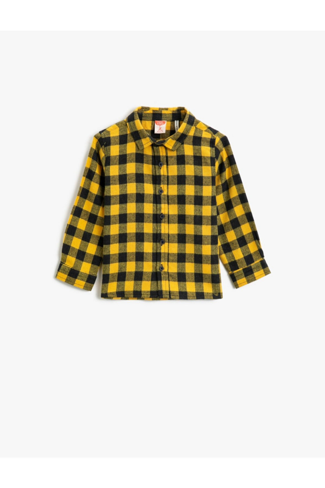 Koton Baby Boy Yellow Checkered Classic Collar Long Sleeve Shirt