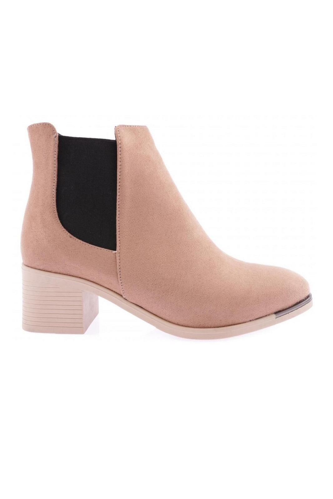 DGN 053 Women's Flat Toe Ankle Boots with Elastic Sides. Heels.