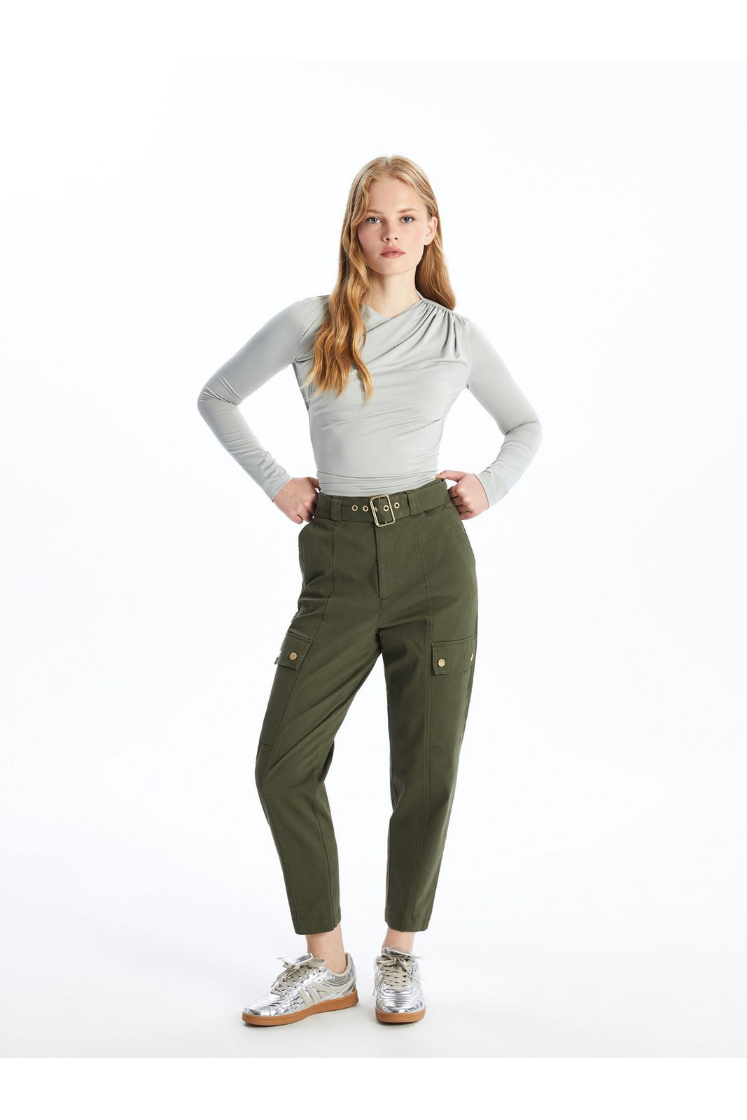 LC Waikiki Belted Waist Slim Fit Women's Cargo Pants