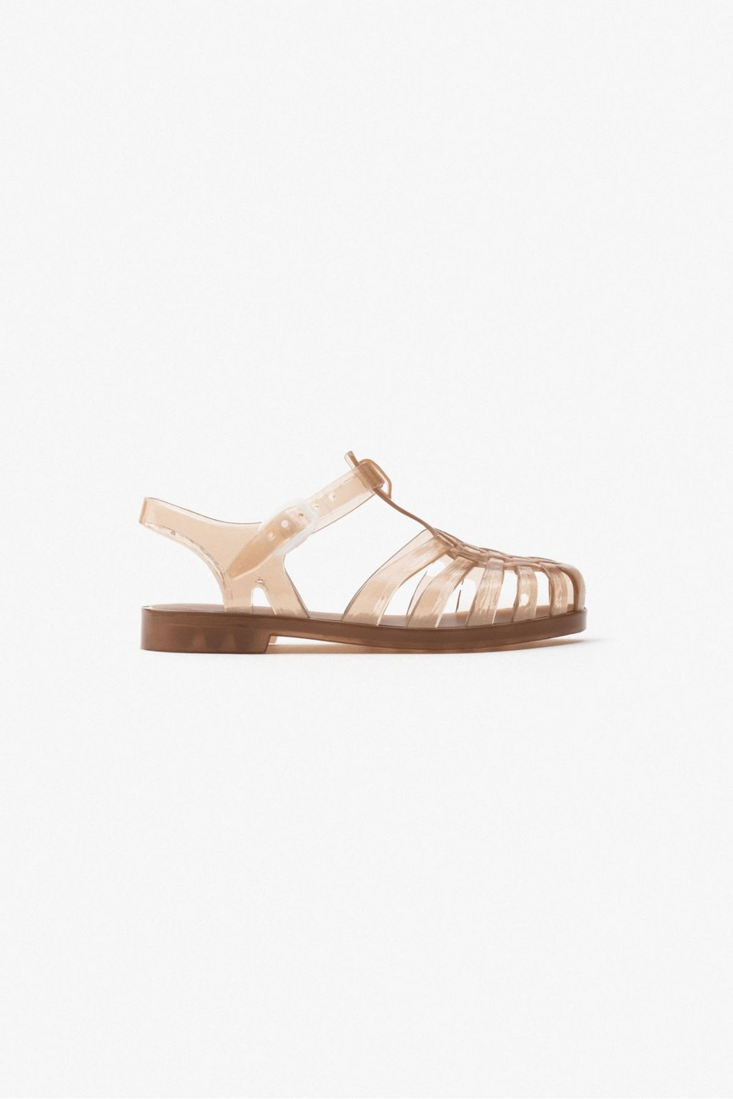 NİŞANTAŞI SHOES Anderline Jr. Earth Color Transparent Glittered Matte Belt Detail Children's Sandals