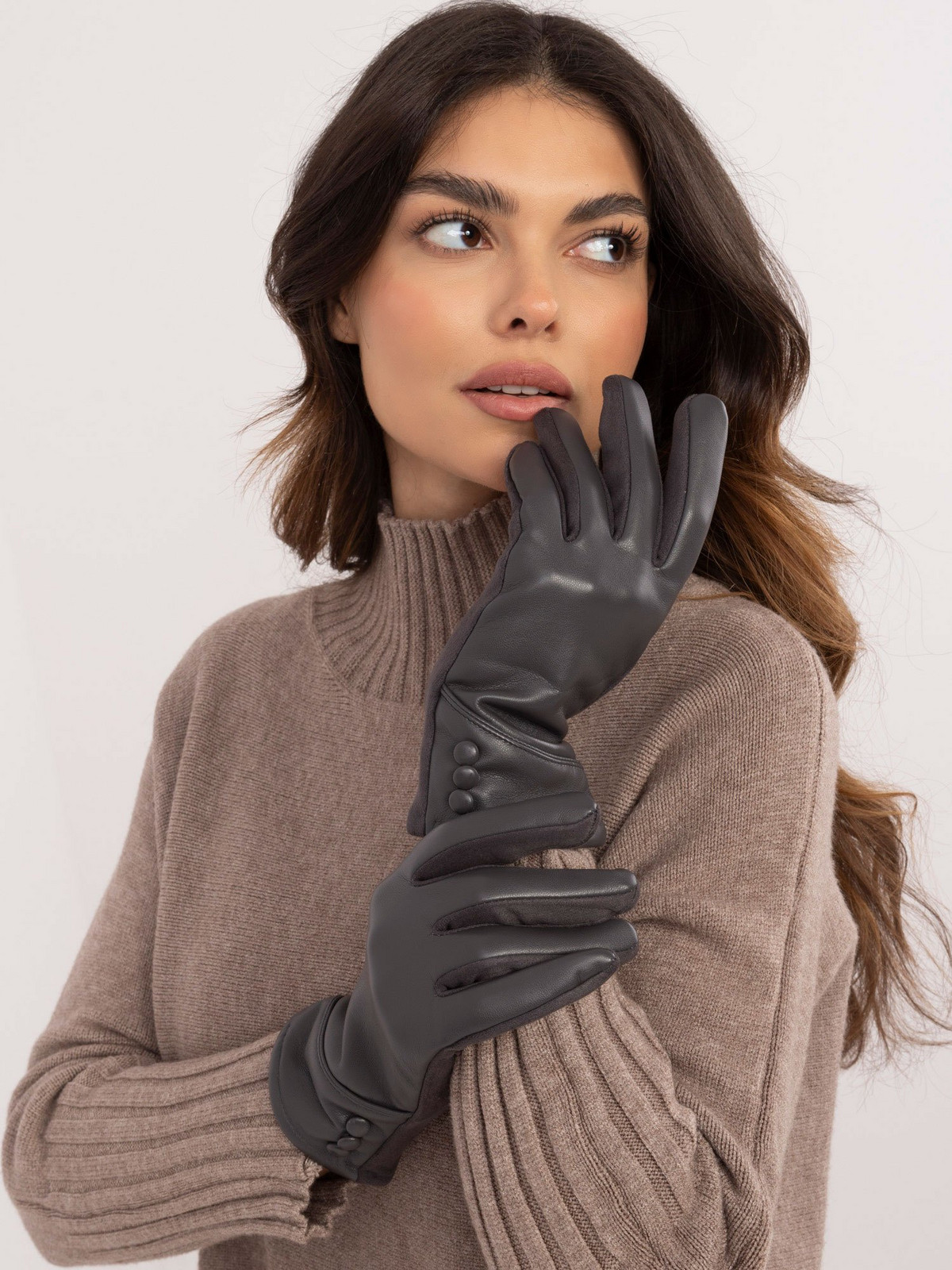 Tmavě šedé dotykové rukavice pro ženy