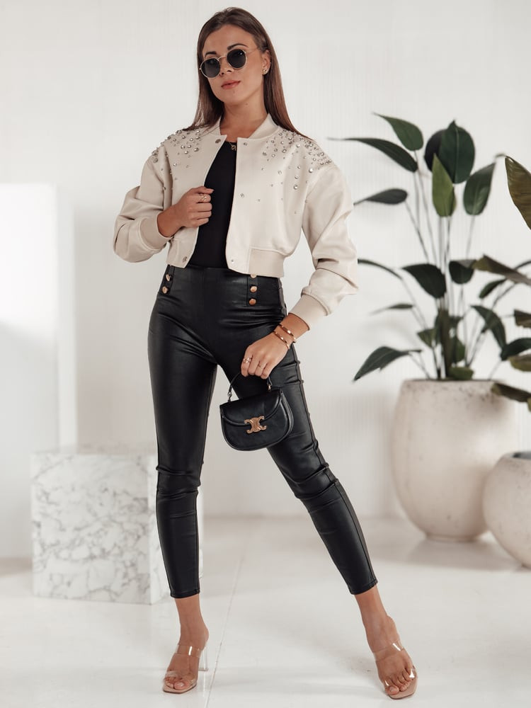 Spodnie damskie SKINLOVE skórzane z wysokim stanem czarne Dstreet