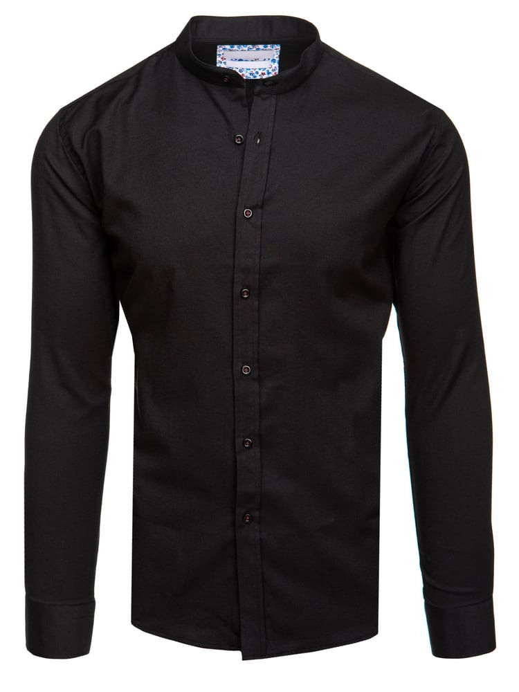 Koszula męska casualowa czarna z stójką Dstreet