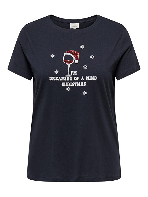 ONLY CARMAKOMA Dámské triko CARXMAS Regular Fit 15330314 Night Sky 3XL/4XL, XXXL