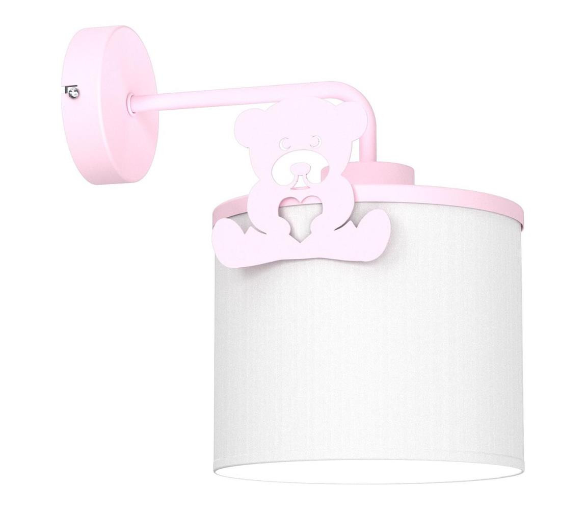 Dětská nástěnná lampa SWEET 1xE27/15W/230V bílá/růžová/medvídek