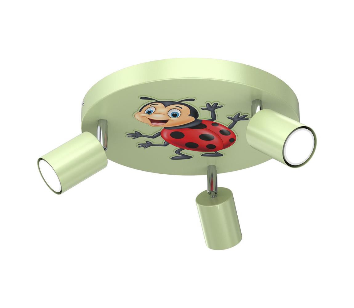 Dětské bodové svítidlo FUN 3xGU10/8W/230V zelená/beruška