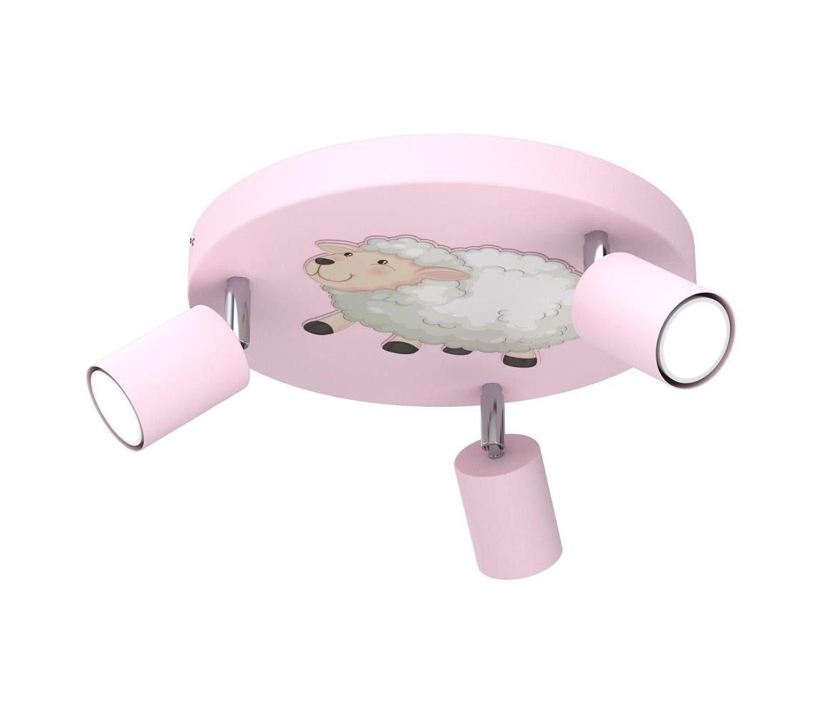 Dětské bodové svítidlo FUN 3xGU10/8W/230V růžová/ovečka