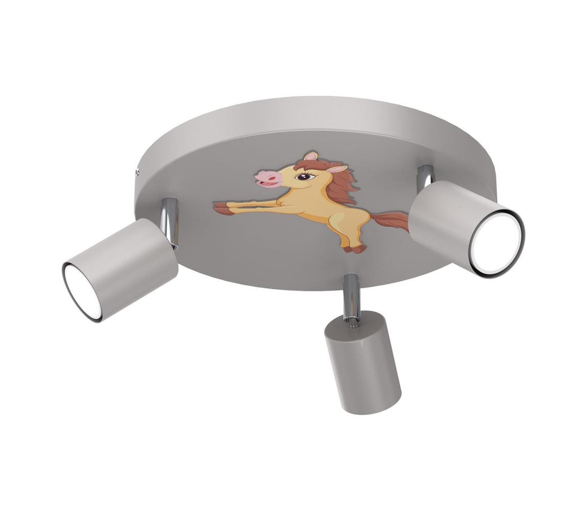 Dětské bodové svítidlo FUN 3xGU10/8W/230V šedá/koník