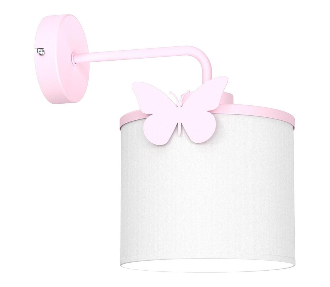 Dětská nástěnná lampa SWEET 1xE27/15W/230V bílá/růžová/motýl
