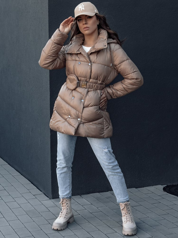 Płaszcz zimowy damski pikowany BLOOM kamelowy Dstreet