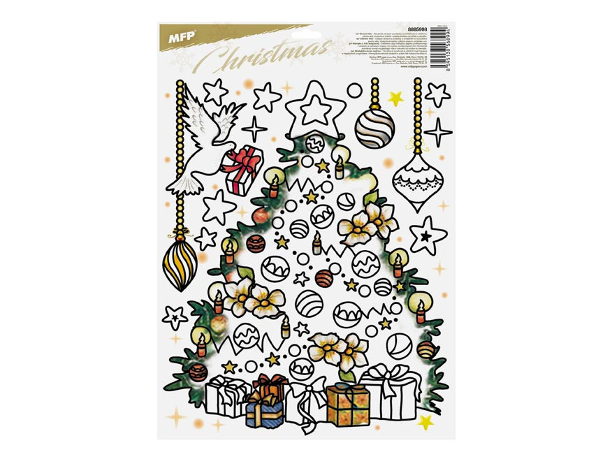MFP MFP, 8885998, vybarvovací fólie/samolepky do oken, mix motivů Vánoce, 1 ks Motiv: Číslo 1