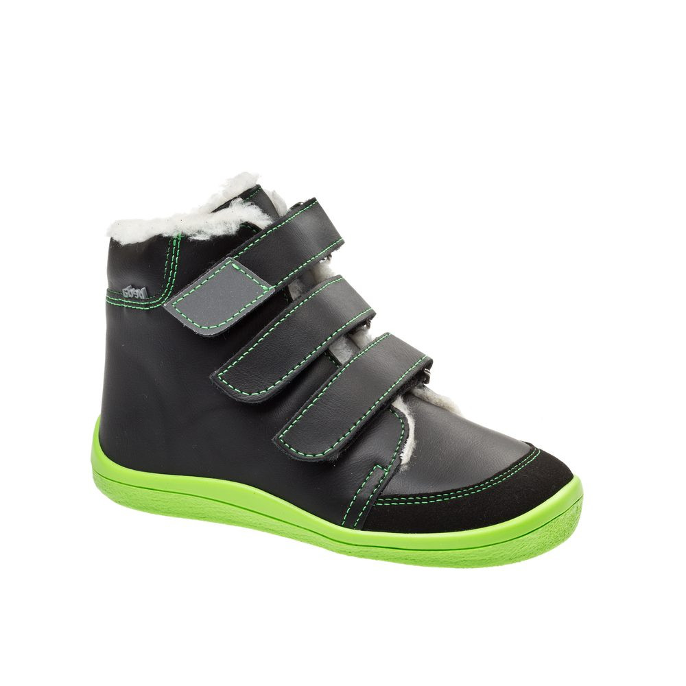 BEDA ZIMNÍ VYŠŠÍ MARCUS Black/Green | Dětské zimní zateplené barefoot boty - 25