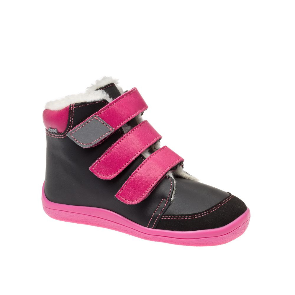 BEDA ZIMNÍ VYŠŠÍ EL Black/Pink | Dětské zimní zateplené barefoot boty - 25