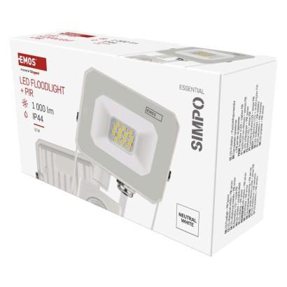 Emos LED reflektor SIMPO, 10W, PIR, neutrální bílá ZS2313W