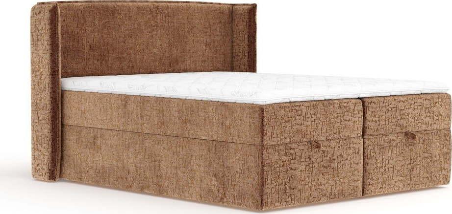 Oranžová boxspring postel s úložným prostorem 200x200 cm Passion – Maison de Rêve