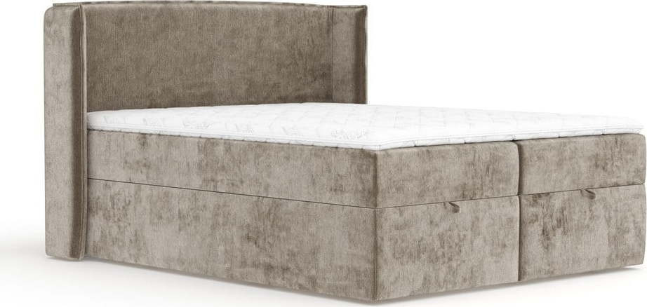 Béžová boxspring postel s úložným prostorem 160x200 cm Passion – Maison de Rêve