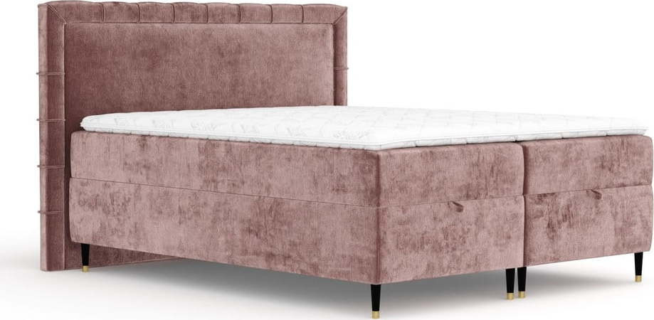 Růžová boxspring postel s úložným prostorem 180x200 cm Voyage – Maison de Rêve