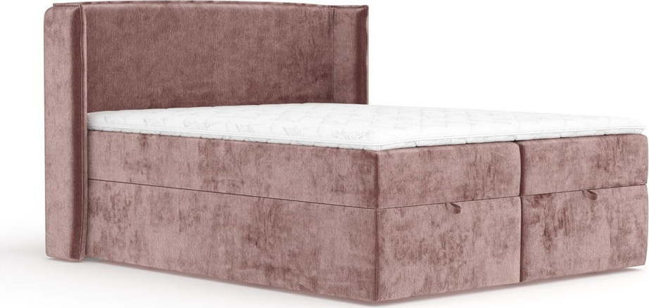 Růžová boxspring postel s úložným prostorem 200x200 cm Passion – Maison de Rêve