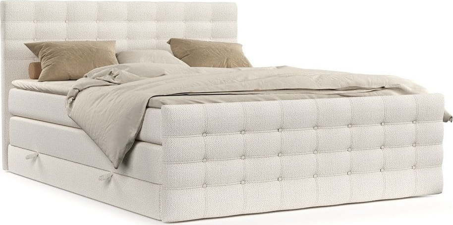 Krémová boxspring postel s úložným prostorem 200x200 cm Blend – Maison de Rêve