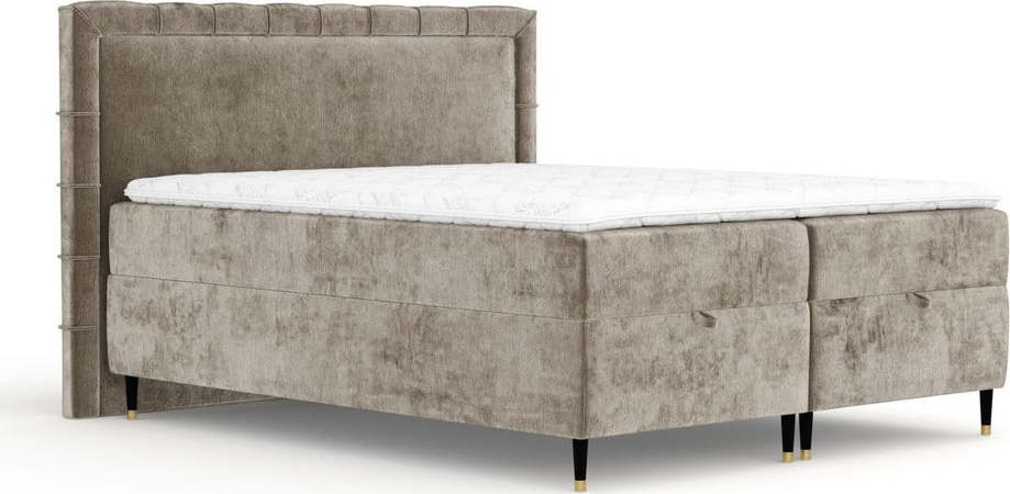 Béžová boxspring postel s úložným prostorem 160x200 cm Voyage – Maison de Rêve