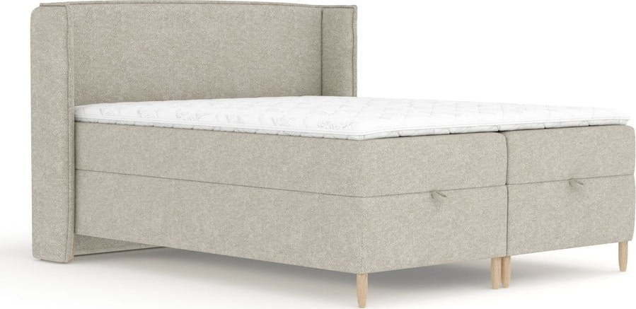 Světle šedá boxspring postel s úložným prostorem 160x200 cm Monpelli – Maison de Rêve