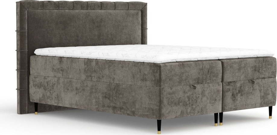 Tmavě šedá boxspring postel s úložným prostorem 200x200 cm Voyage – Maison de Rêve