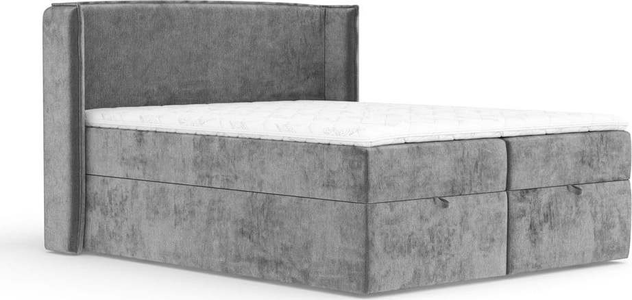 Šedá boxspring postel s úložným prostorem 200x200 cm Passion – Maison de Rêve