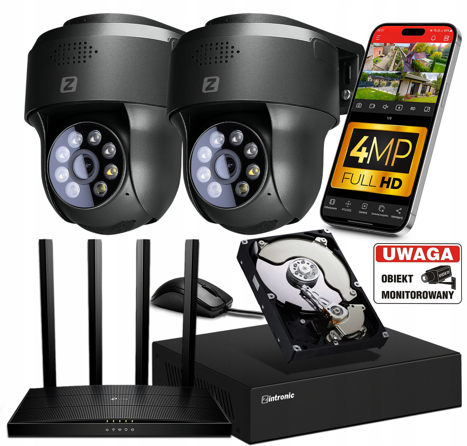 2 Ip Kamery P4 Dark WiFi 4MPx sada pro Monitorování