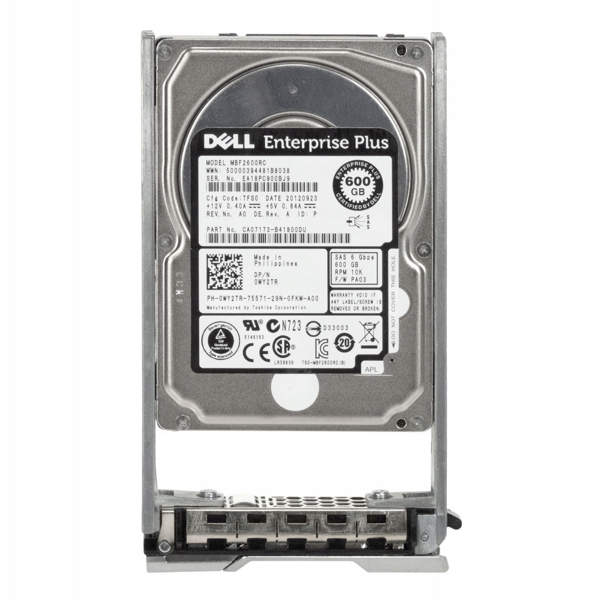 Dell 0WY2TR 600GB Sas 6Gbps 10K MBF2600RC