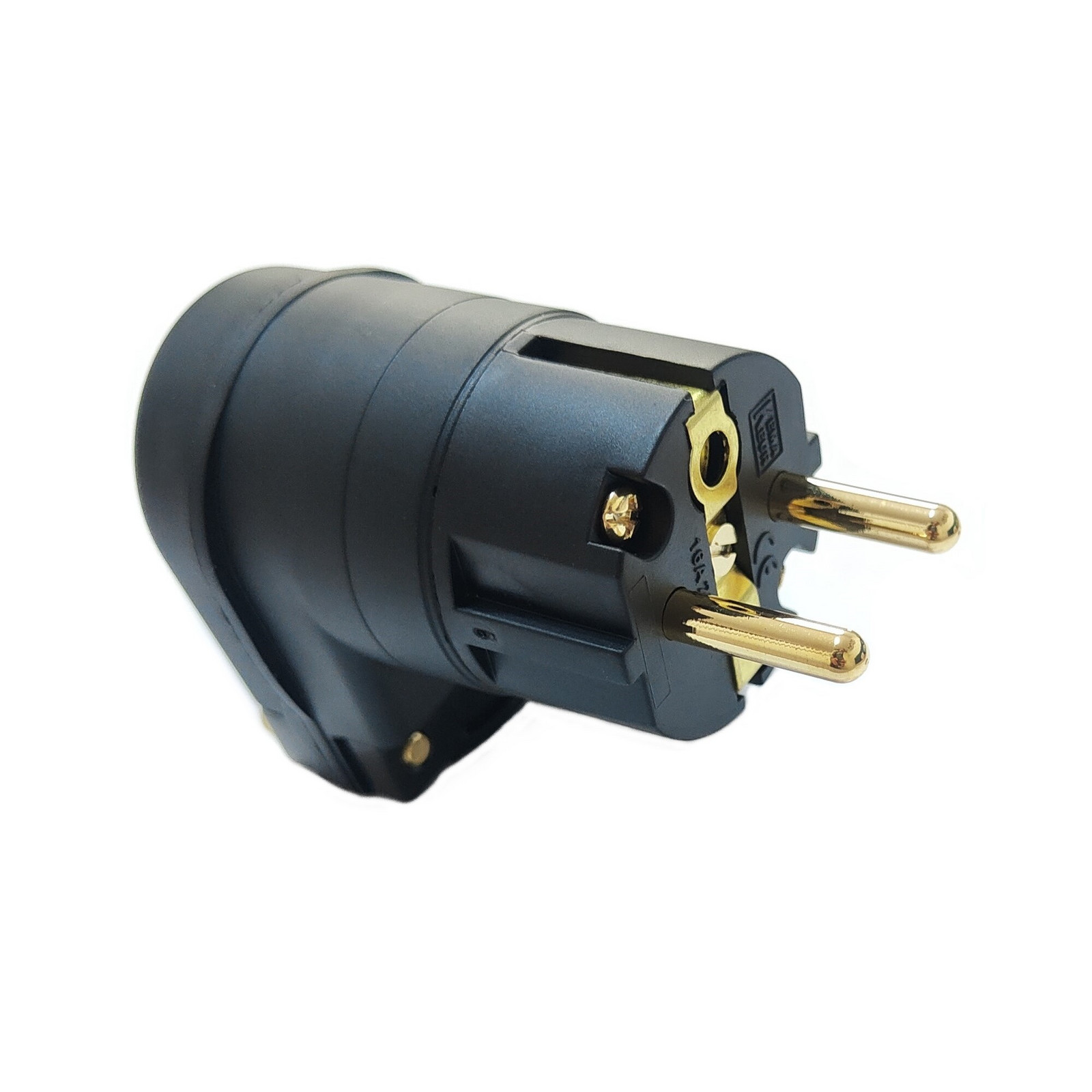 Úhlový napájecí konektor Audio Ac samec Schuko Měděný